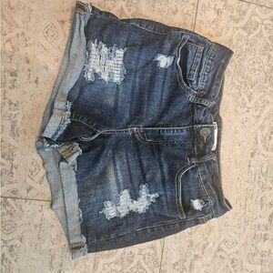 SO Dark Blue Distressed Denim Shorts